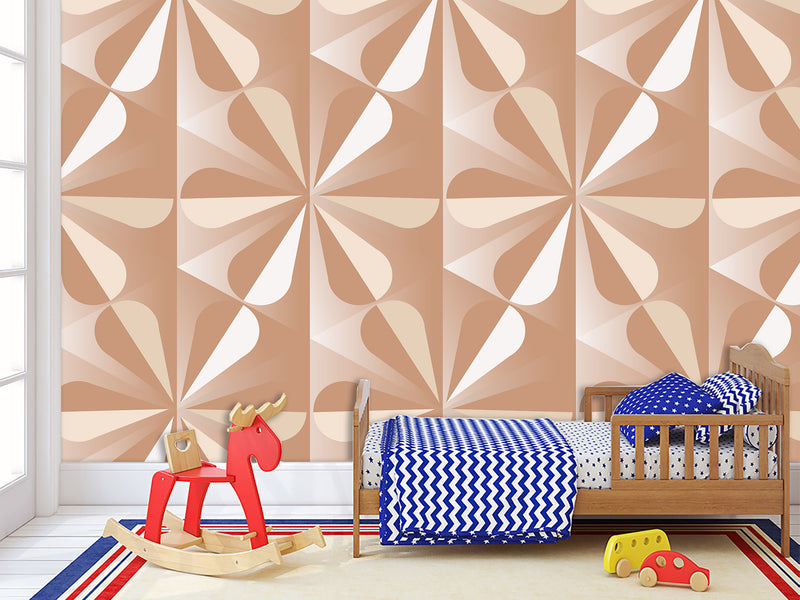 Beige Geometric Wallpaper – Full-Wall Self-Adhesive Mural for Living Room or Lounge Area, "Beige Geometric Pattern"