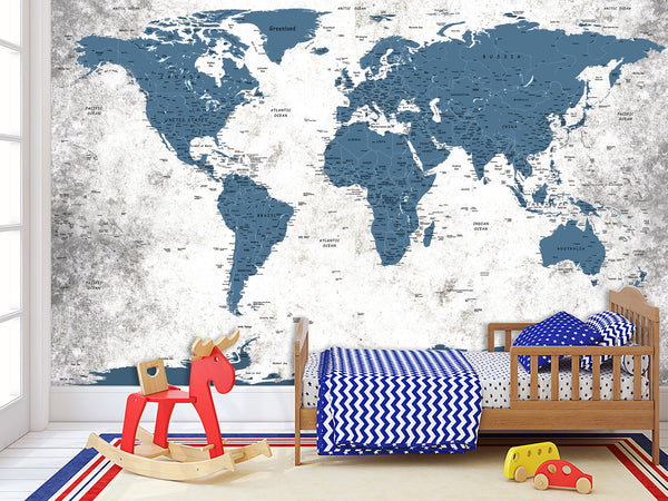 Peel and Stick Oracal film with the pattern “map of the world”, decor for Kids room