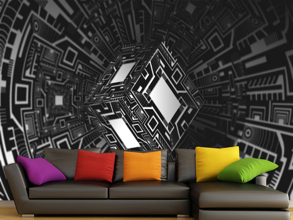 Stylish Design Non-Woven Wallpaper For Office, Hall, Living Room "Cube" 🔲