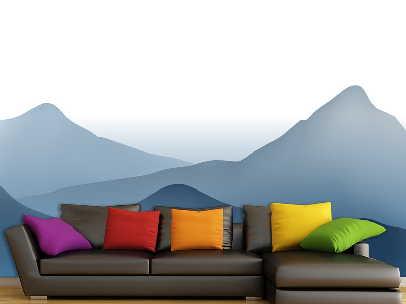 Natural Print Peel and Stick Wall Mural for Home, Beautiful for Bedroom and Kitchen, Self-Adhesive Wallpaper 'Mountain Silhouettes'