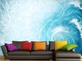 Abstract Self-Adhesive Wallpaper For Lounge Area, Relaxation, Bedroom 'Pastel Blue Wave Shape' Full-Wall 🌊