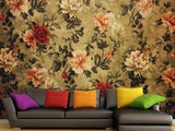 Non-Wowen Mural Full Wall Vintage Floral Composition Print – Classic Flower Arrangement Wall Art For Living Room Or Home Office