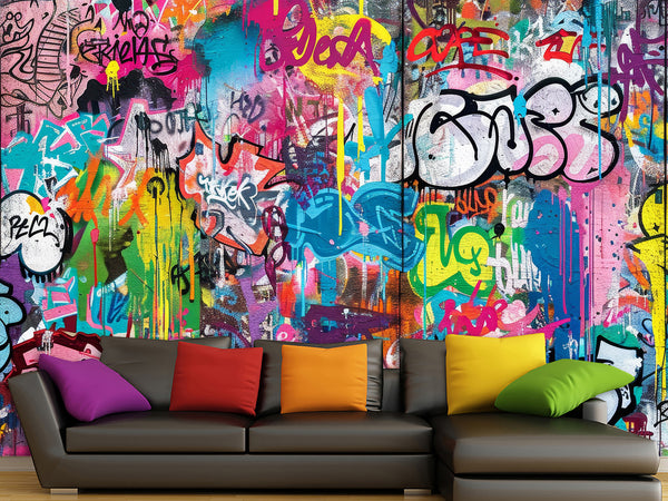 High-Quality Self-Adhesive Wallpaper – Accent Wall for Lounge Area or Creative Studio Mural – "Street Art – Graffiti"