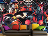 In Animalism Style Traditional Full Wall Wallpapers "Colorful Animals" For Office, Hall