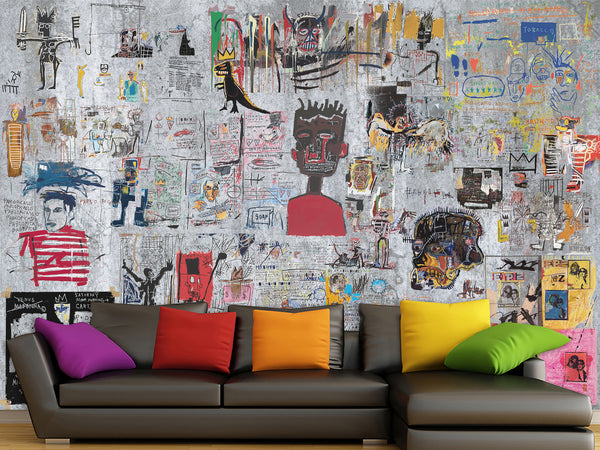 Non-Woven Wall Mural Funky Graffiti Art Collage – Stylish Wall Art for Modern Room Decor
