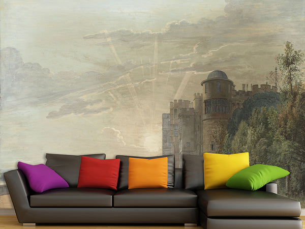 Non-Wowen Wallpaper Paul Sandby "The north terrace of windsor castle looking east at sun" Vintage Style Photo Wallpaper For Living Room And Bedroom