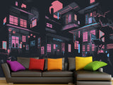 Neon City At Night – Modern Traditional Wall Mural For Interior Design 🌃