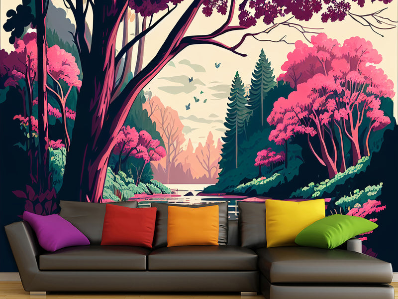 Art Print Non-Woven Wall Mural "Spring Landscape" for Living Room, Kids Room, Decor for Office, Bedroom 🌸