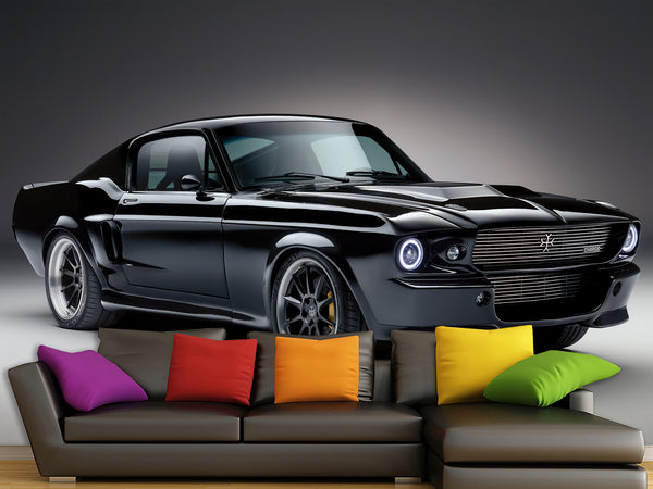 Peel and stick Wall Mural Inspired by Ford Mustang – Bold Wallpaper for Room/Garage/Gym