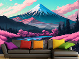 Artistic Design Vinyl Wallpaper Peel and Stick Wall Mural for Living Room, Office, Perfect for Creative Space "Mount Fuji in Anime Style" 🎨