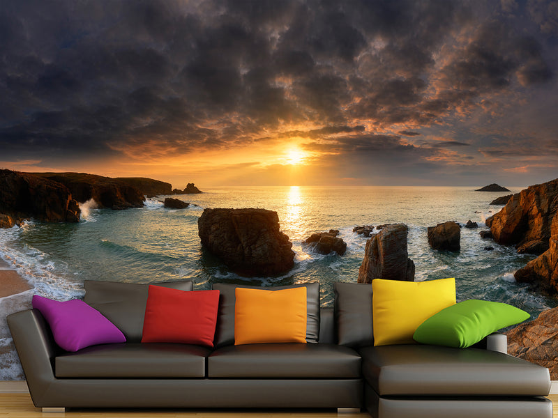 🏞️Natural Print For Comfort Traditional Wall Murals "Bay Of Biscay Near Italy" For Office, Bedroom, Study 🏞️