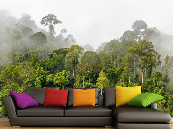 Peel & Stick Mural For Office, Living Room & Bedroom - Amazon Rainforest in Mist