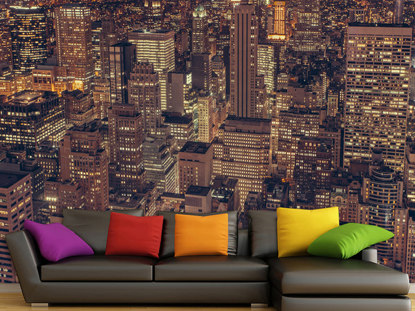 Durable Self-Adhesive Photo Wallpaper For Living Room, Bedroom Design "Night City Of New York"