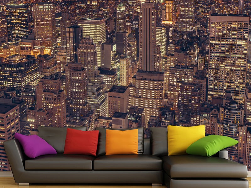 Durable Self-Adhesive Photo Wallpaper For Living Room, Bedroom Design "Night City Of New York"