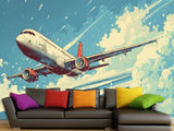 Peel and Stick Mural All Wall Eco-Friendly Materials For Living Room, Office "Airplane In The Blue Sky"