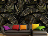 Floral Full-Wall Print Non-Woven Photo Wallpaper Tropical Design For Office Or Bedroom "Banana Leaves"