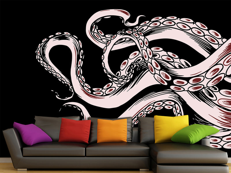 Ocean Theme Self-Adhesive Wallpaper for Gym, Office, Bedroom – "Octopus Tentacles: Breath of the Abyss"