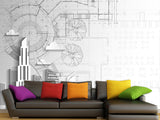 Traditional wallpaper wall art “City drawing" Wallpaper for Bedroom or Living Room