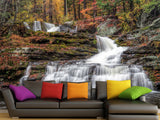 Nature-Inspired Full-Wall Self-Adhesive Wallpaper – "Mountain Waterfall", Perfect for Home Decor, Hotel Design, or Spa Area