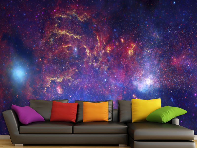 Peel & Stick Print Purple Nebula – Full Wall Wallpaper Mural For Living Room Or Bedroom