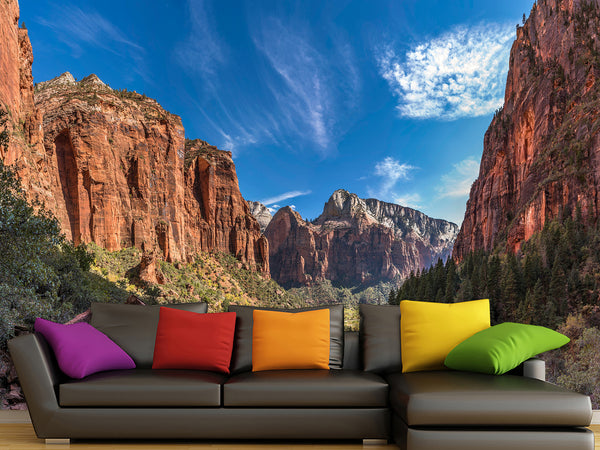 Ready-To-Use Non-Woven Photo Wallpaper "Zion Park Canyon" Desing For Bedroom Or Home Office