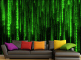 Wall mural Peel and Stick Vinyl “Matrix code" Wallpaper for For Home decor, Bedroom, Playroom