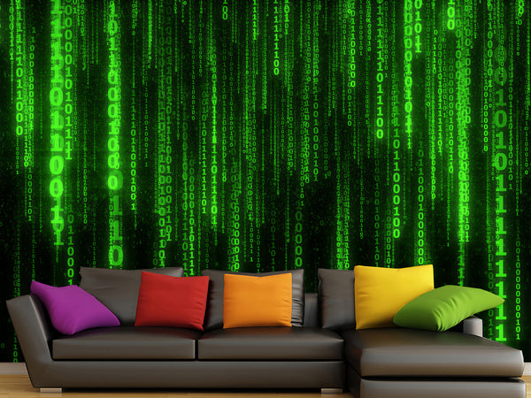 Wall mural Peel and Stick Vinyl “Matrix code" Wallpaper for For Home decor, Bedroom, Playroom