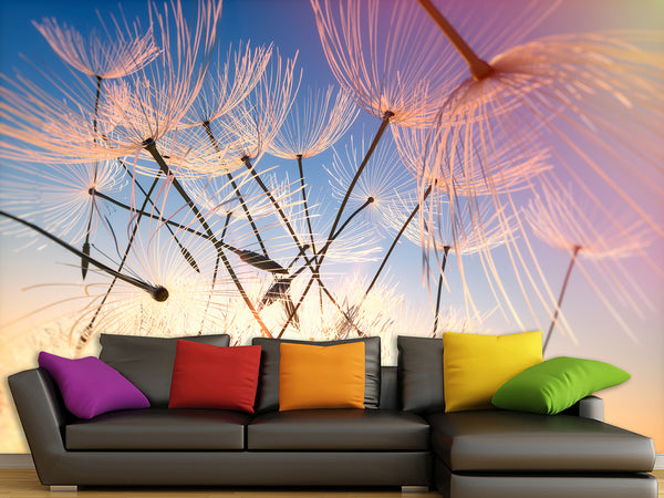 Peel & Stick Mural For Full Wall Photo Wallpaper – Dandelion in the Wind | Home Wall Desing