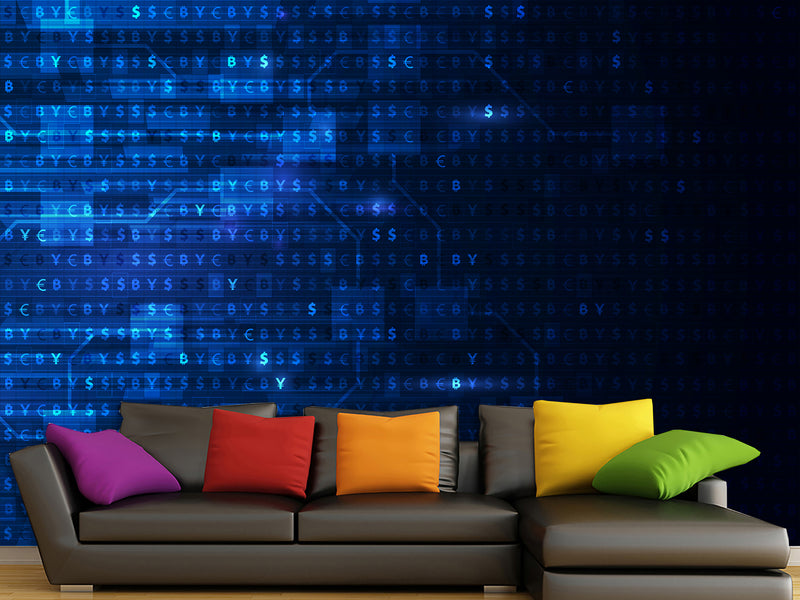 Bold Design For Office, Gaming Room Peel And Stick Wallpaper Full Wall Art Print For Home "Cryptocurrency Matrix" 💻