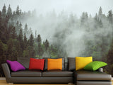 Non-Woven Nature Print Wall Mural for Office, Living Room, "Forest in Mist" Wall Art