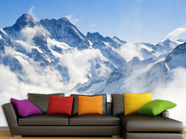 Self-Adhesive Full Wall Wallpaper for Bedroom or Lounge – Alpine Peaks Landscape Design for Home