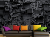 Peel and Stick Vinyl Wallpaper Technological Plating Spaceship Robot Abstract Graphics Style for Gym & Living Room