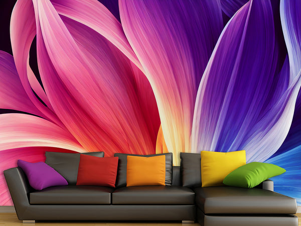 Non-Woven Photo Wallpaper For Bedroom, Living Room "Abstraction: Colorful Petals Of Energy"