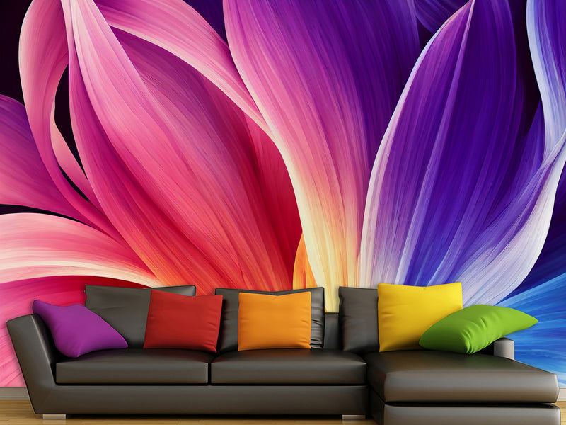 Non-Woven Photo Wallpaper For Bedroom, Living Room "Abstraction: Colorful Petals Of Energy"