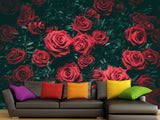 3D Non-Woven Wall Mural Natural Print Design For Bedroom, Living Room Photo Wallpaper "Red Roses"