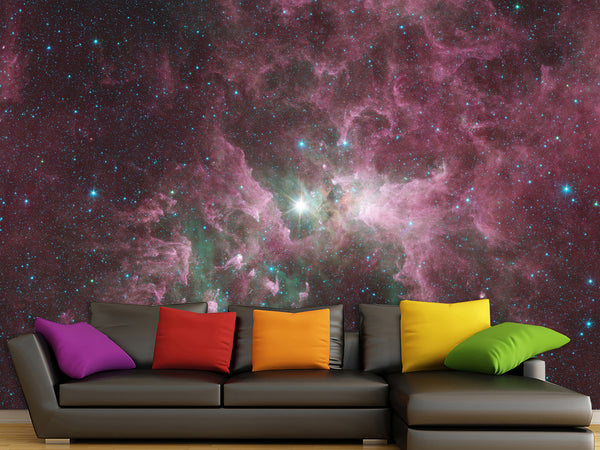 Non-Woven Wallpaper Design “Nebula with Stars” Wall Mural for Bedroom & Living Room