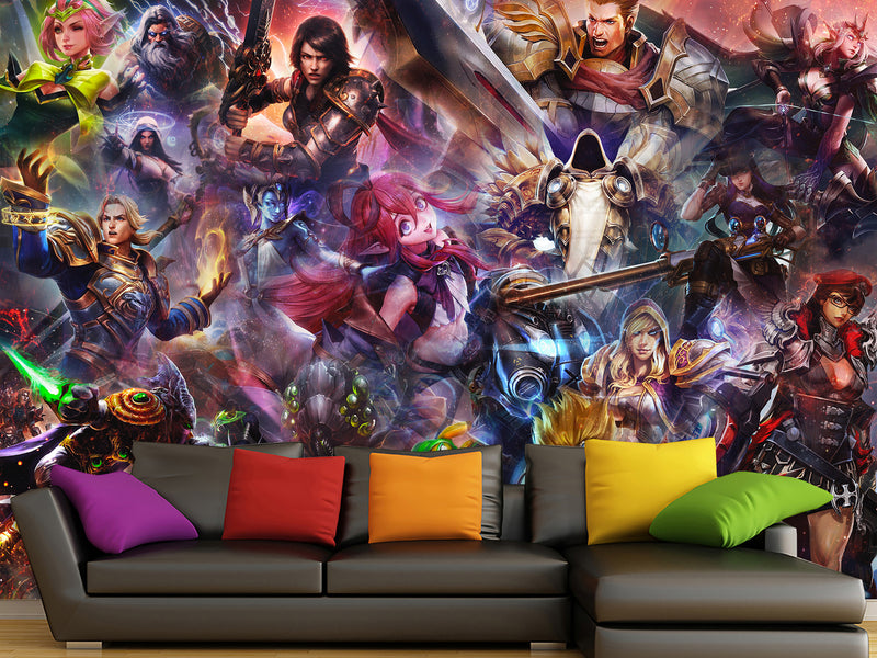 Non-Toxic, Child-Safe Traditional Wall Mural – "Heroes with Magical Powers" Anime Theme for Bedroom or Office