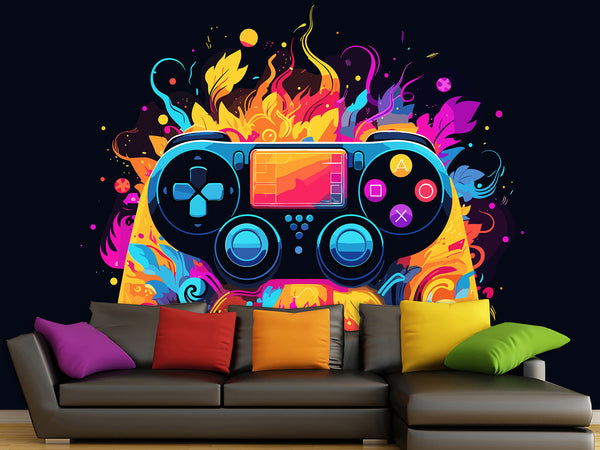 Self-Adhesive Eco-Friendly Wallpaper for Bedroom, Kids’ Room, or Playroom – "Colorful Gamepad"