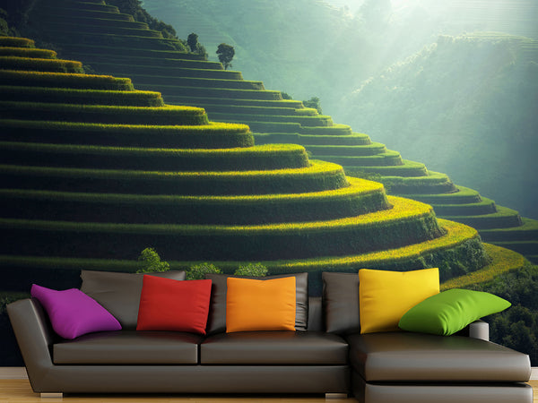 Non-Woven Photo Wallpaper Print For Living Room Or Bedroom "Asian Landscape" Creating Calmness At Home