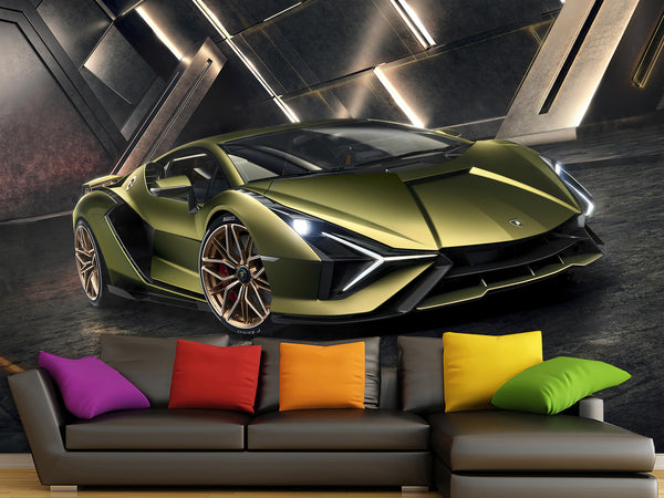 Peel and stick Wall Mural Inspired by LAMBORGHINI – Bold Wallpaper for Room, Garage or Gym