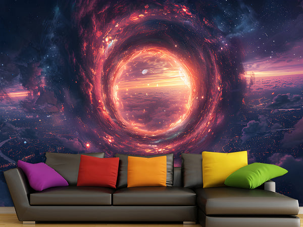 Non-Woven Wall Mural for Living Room, Bedroom, or Office — "Fantastic Portal in Space"