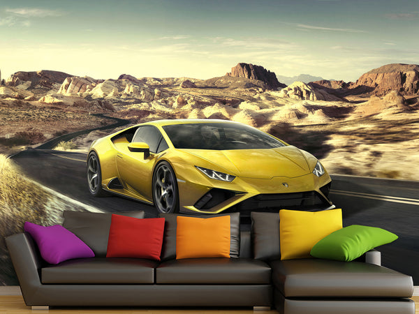 Full-Size Traditional Wallpaper – Lamborghini Wall Mural for Teen Bedroom Kitchen & Living Room