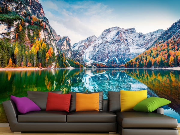 Non-Woven 3D Full Wall Wallpaper Lake Brais in Spain for Bedroom, Living Room, Reception