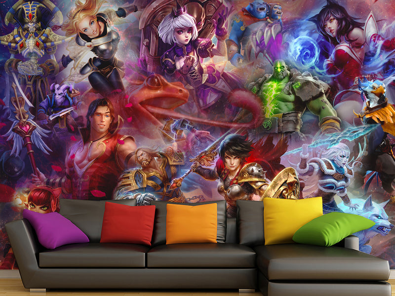 Premium Non-Woven Eco-Friendly Wall Murals – "Characters in Their Glory" Anime Style for Office or Bedroom