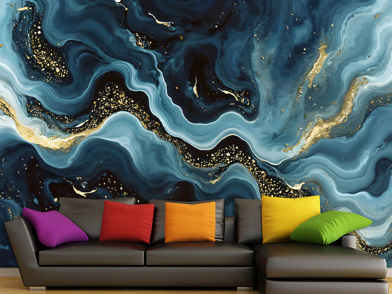 Incredible Design Accent Wall Self-Adhesive Wallpaper For Creative Office Or Living Room Design "Blue Domination"