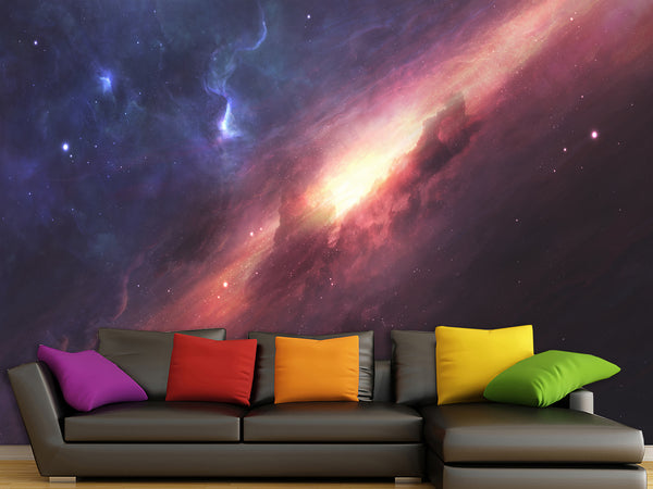 Peel and Stick Wall Mural Full-Wall Photo Wallpaper "Cosmic Nebula" Design For Bedroom Or Living Room