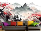 Asian Art  Peel and Stick Wall Mural "Japanese Landscape" Photo Wallpaper For Bedroom Living Room Decor