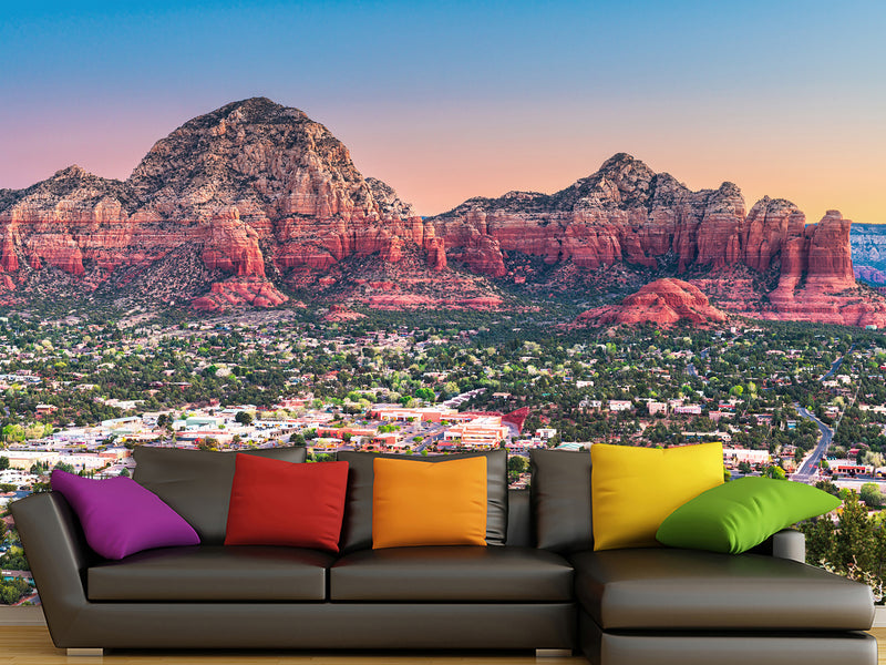 Full-Wall Peel and Stick Wallpaper with "Capitol Butte, Sedona" Design — Stylish Home Wall Mural