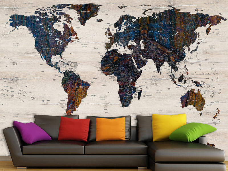 Peel and Stick Wallpaper Oracal film “World map for learning countries”, decor for Kids room