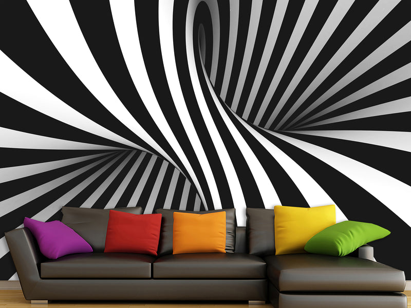 Unique Creative Design Non-Woven Wallpaper for Home Wall "Illusion" – 3D Bedroom Mural Above the Bed 🌀